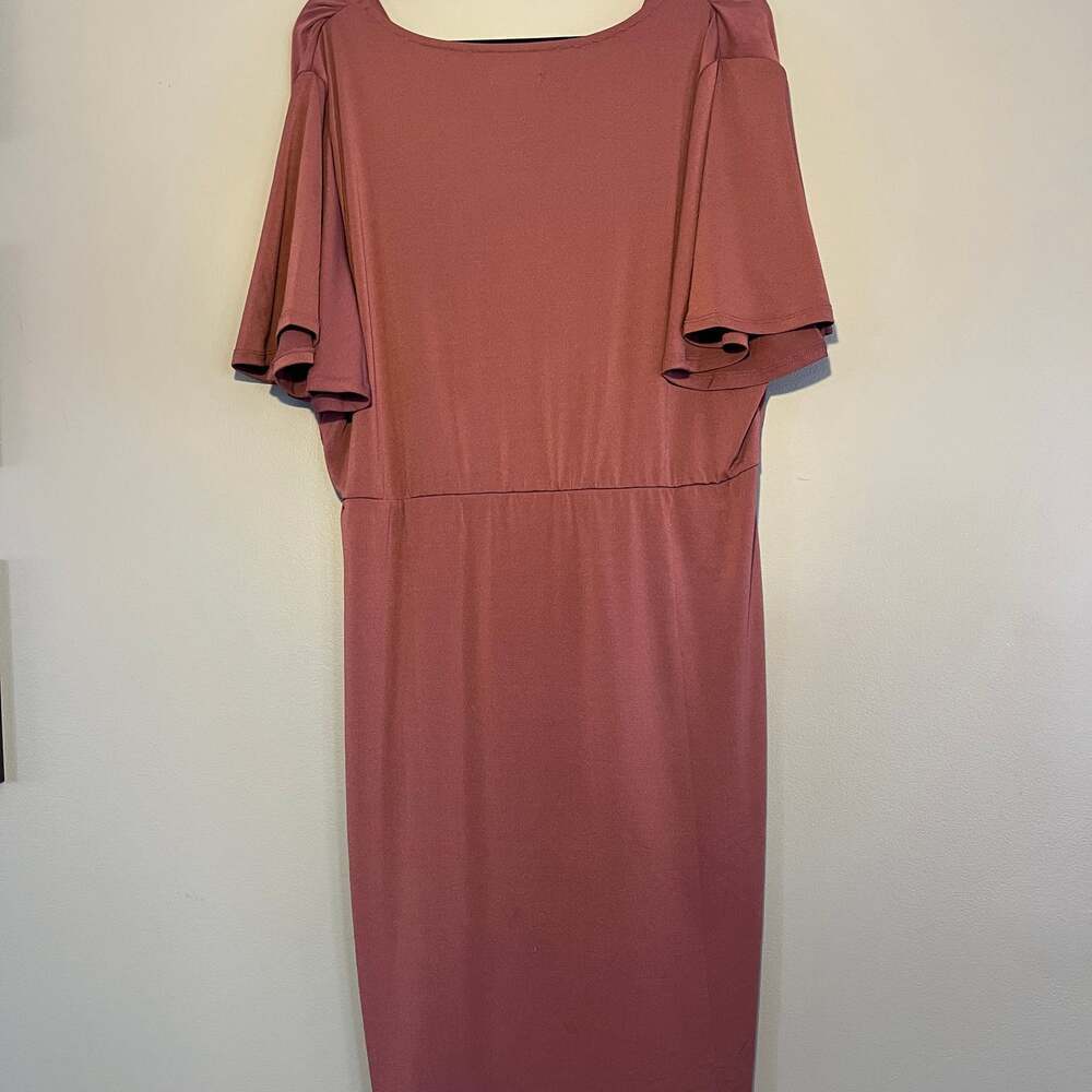 Maurices Mauve Boat Neck Faux Wrap Midi Dress